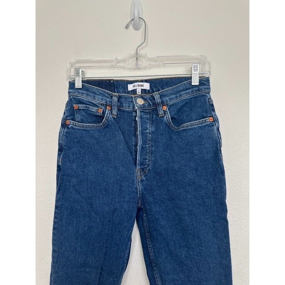 Re/Done Women's 90s High Rise Ankle Crop Button Fly Western Rinse Medium Wash 27 - Picture 3 of 10